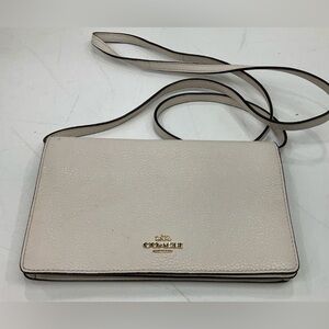 Coach Chalk Pebbled Leather Crossbody with Gold Logo